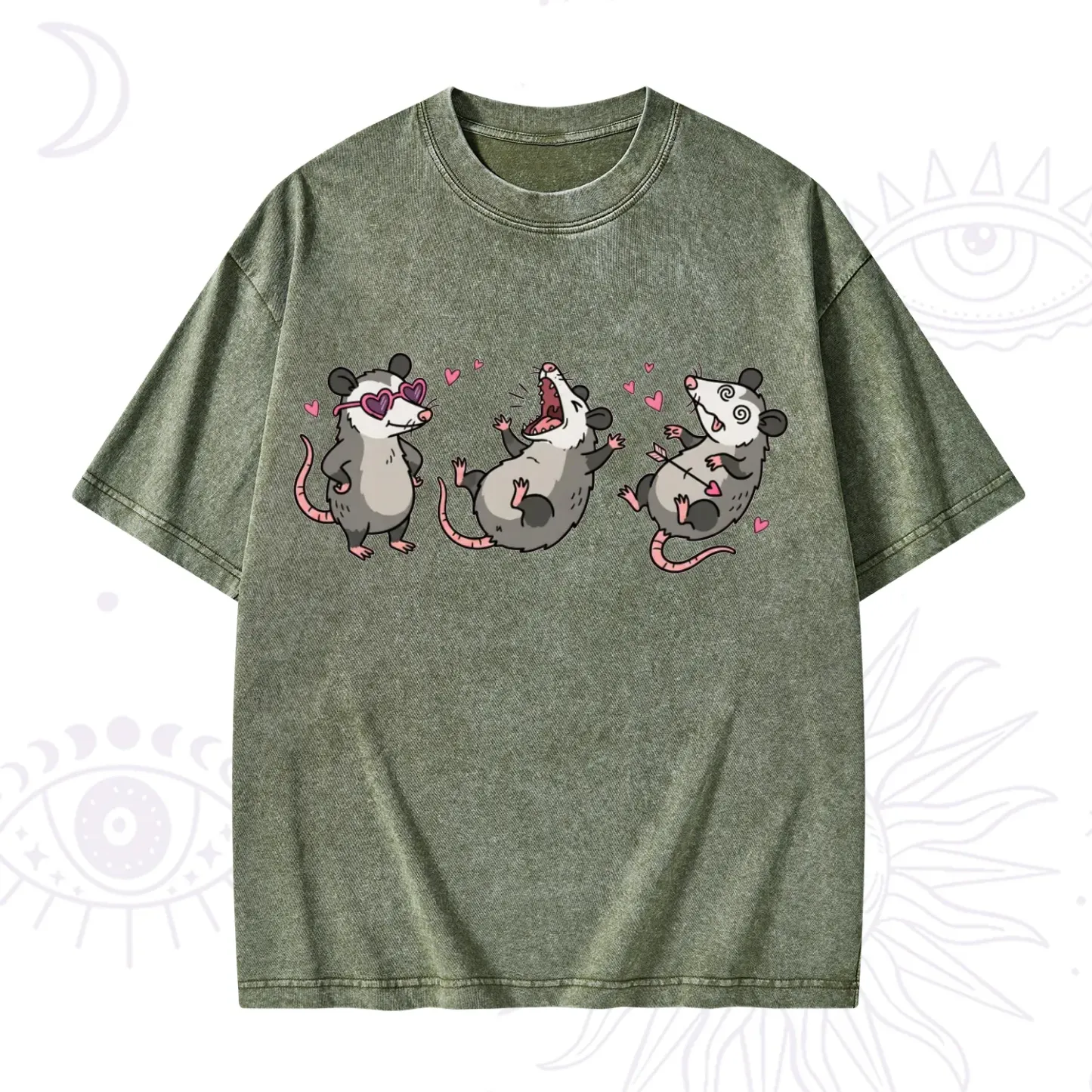 Purplehecate Funny Opossum Valentine Washed T-Shirt