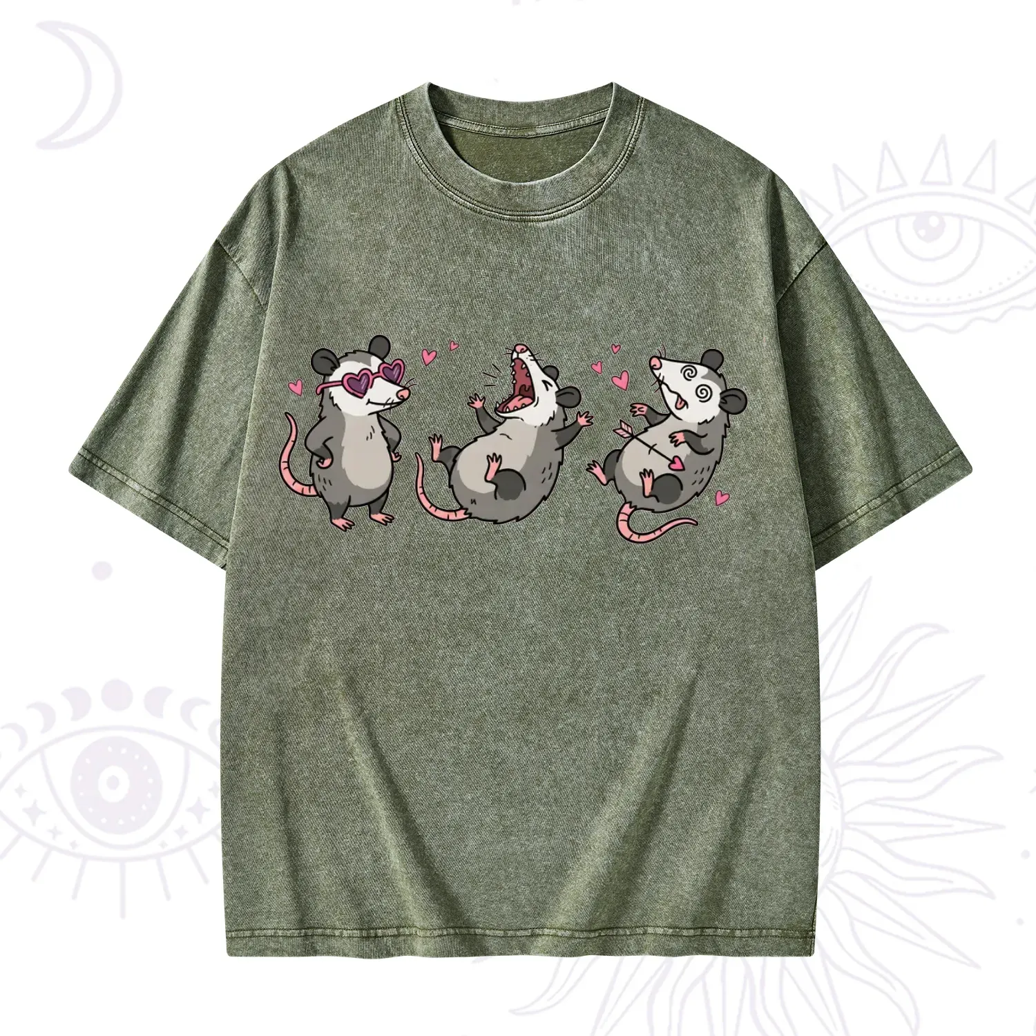 Purplehecate Funny Opossum Valentine Washed T-Shirt