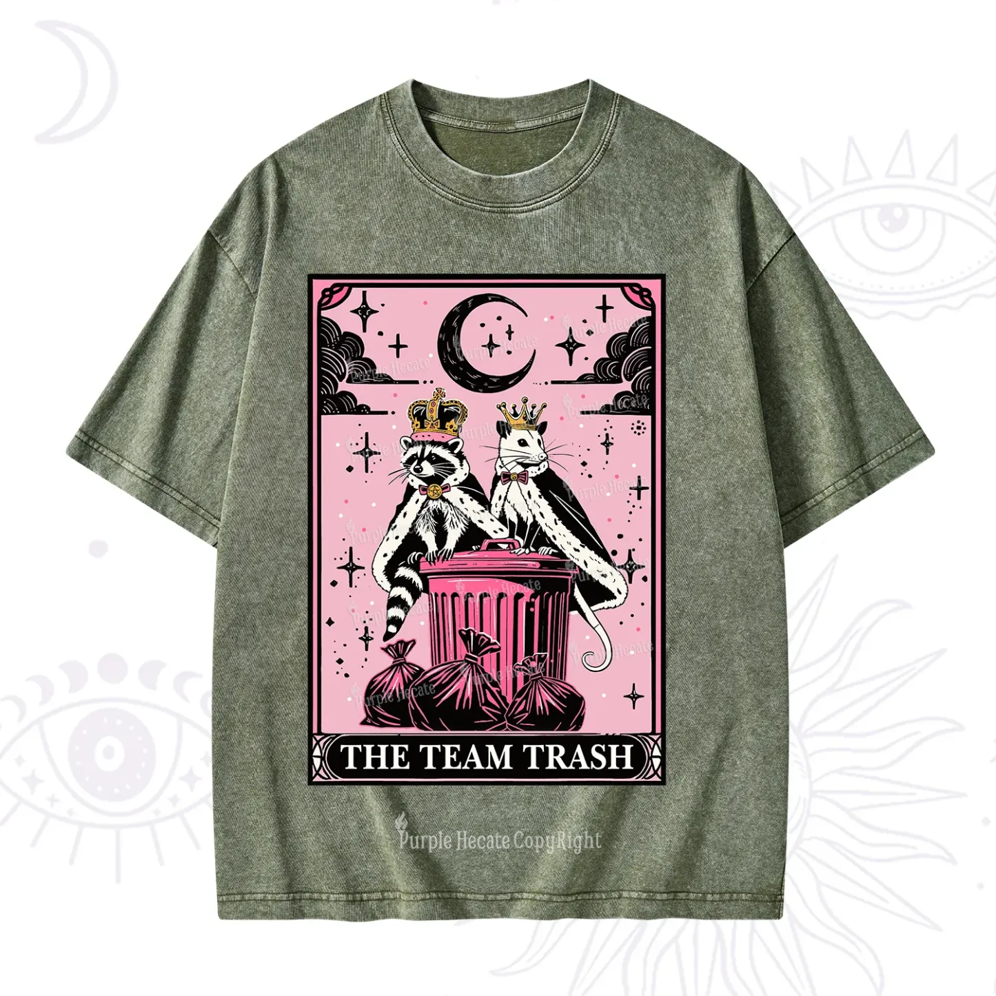Purplehecate The Trash Kingdom's Tarot Opossum and Raccoon Washed T-Shirt