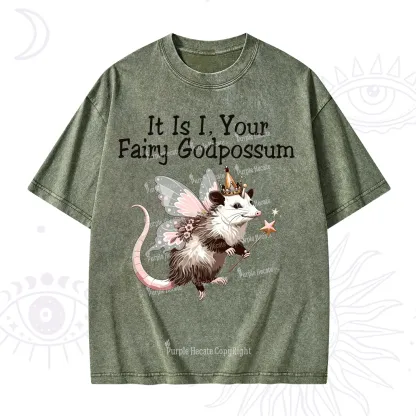 Purplehecate It Is I Your Fairy Godpossum Washed T-Shirt