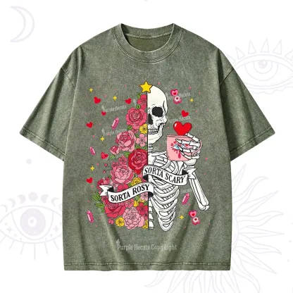 Purplehecate Sorta Rosy Sorta Scary Valentine Washed T-Shirt