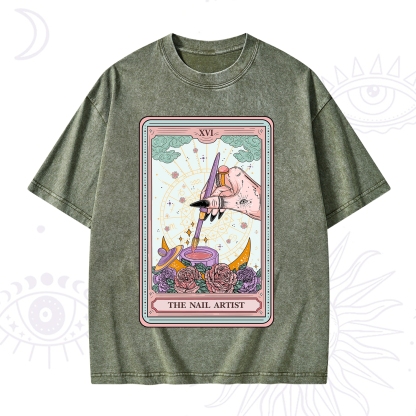 Purplehecate The Nail Artsit Tarot Card Washed T-Shirt
