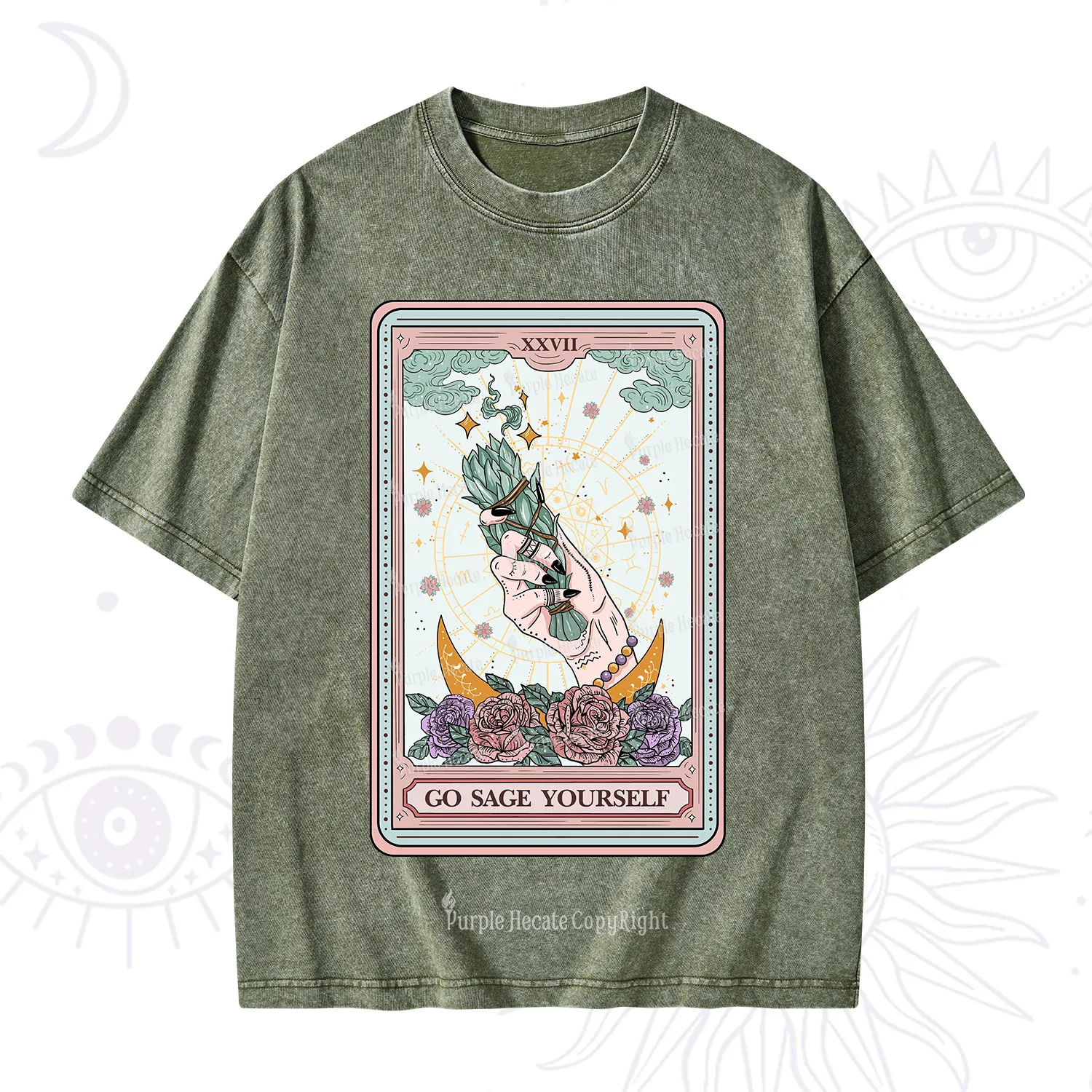 Purplehecate The Go Sage Yourself Tarot Washed T-Shirt