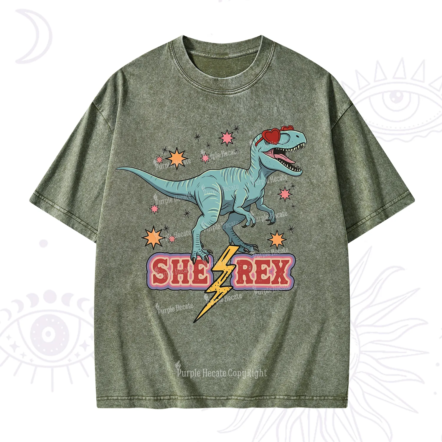 Purplehecate She Rex Dinosaur Washed T-Shirt