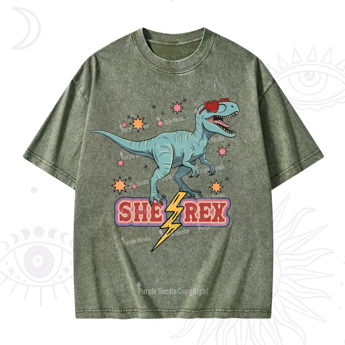 Purplehecate She Rex Dinosaur Washed T-Shirt