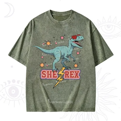 Purplehecate She Rex Dinosaur Washed T-Shirt