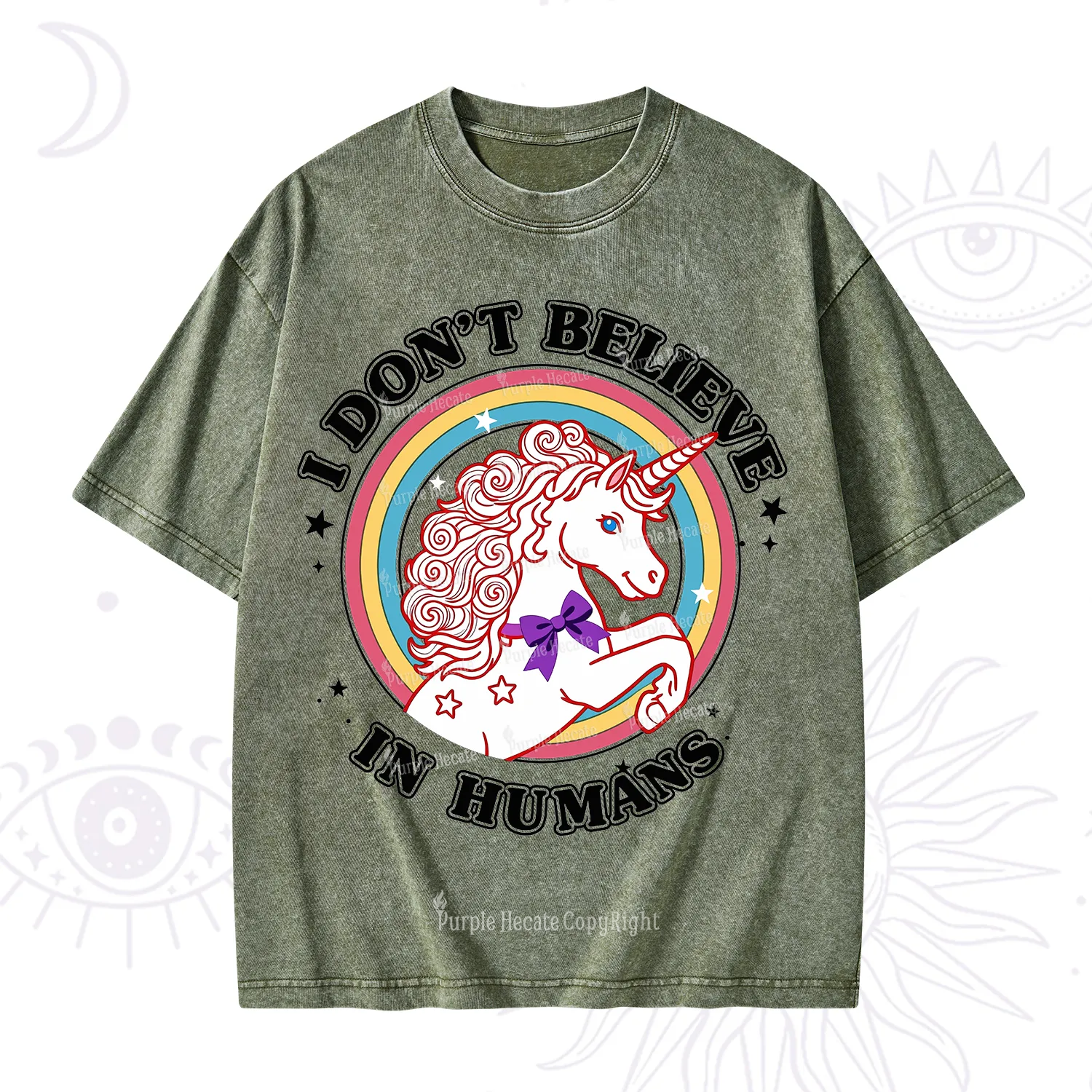 Purplehecate I Don't Believe In Humans Washed T-Shirt