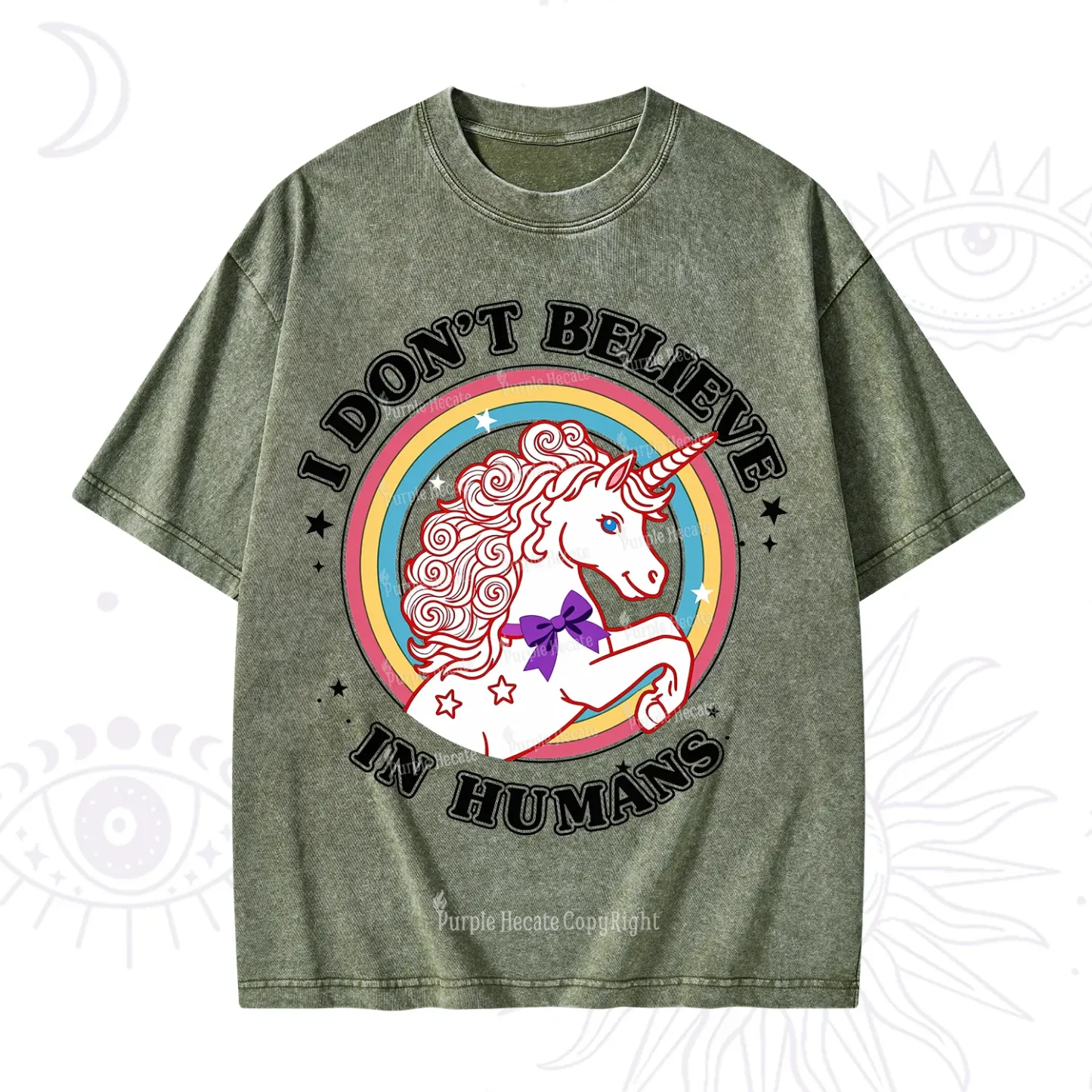 Purplehecate I Don't Believe In Humans Washed T-Shirt