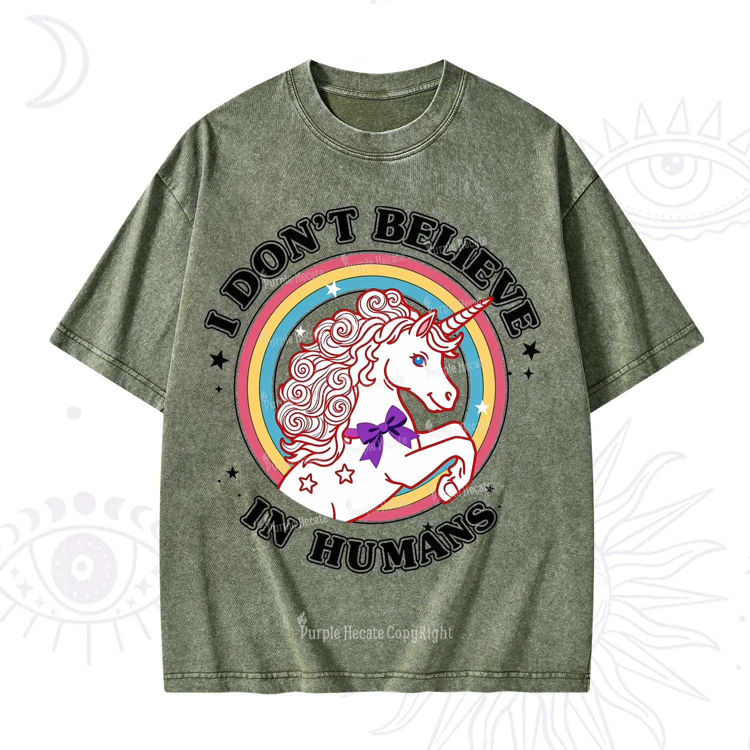 Purplehecate I Don't Believe In Humans Washed T-Shirt