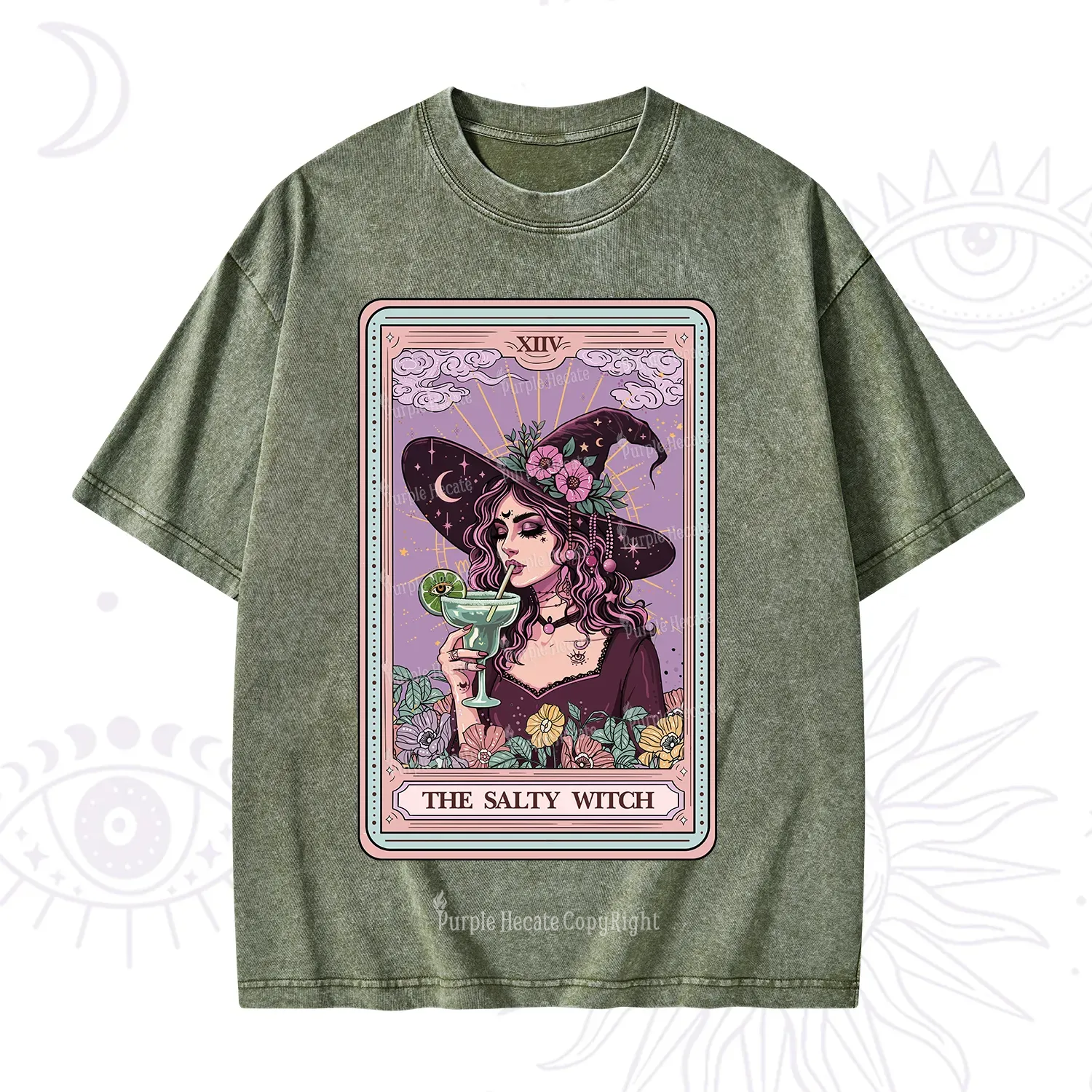 Purplehecate The Salty Witch Tarot Washed T-Shirt