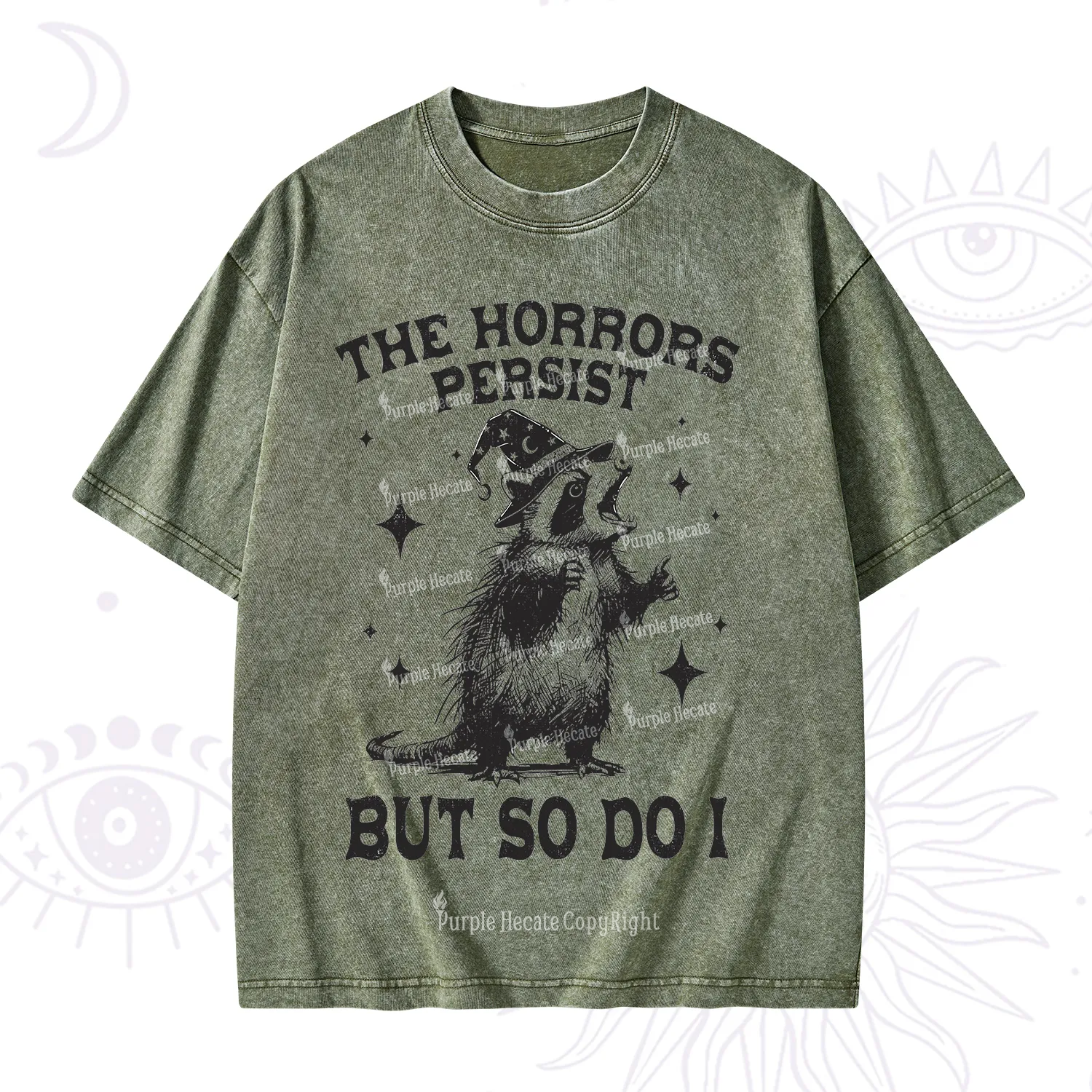Purplehecate The Horrors Persist But So Do I Washed T-Shirt