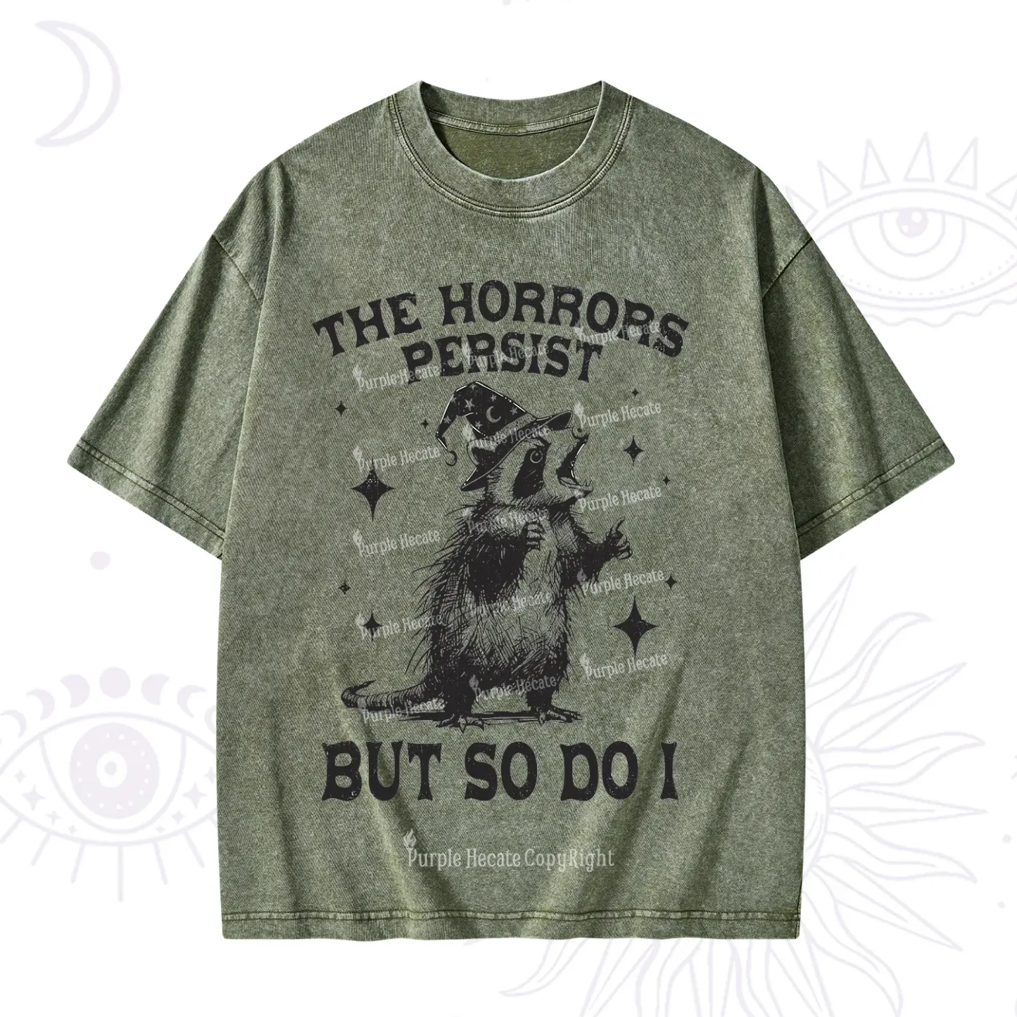 Purplehecate The Horrors Persist But So Do I Washed T-Shirt