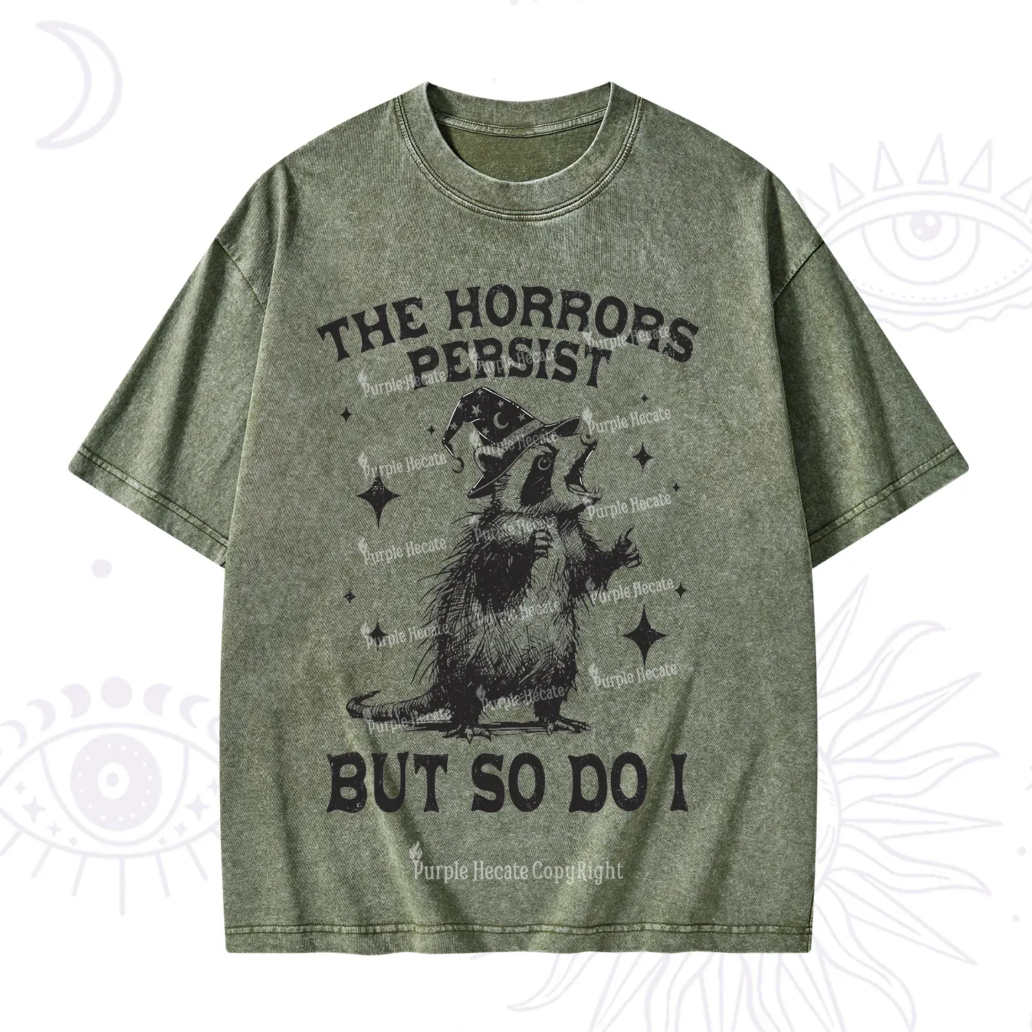 Purplehecate The Horrors Persist But So Do I Washed T-Shirt