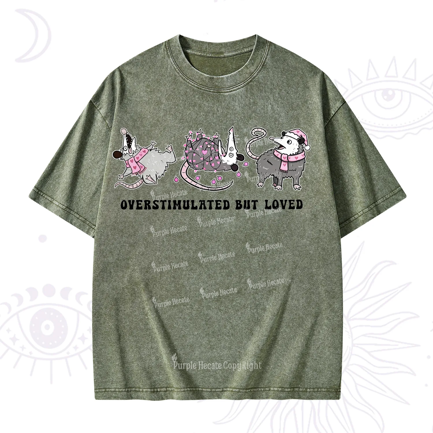 Purplehecate Overstimulated But Loved Valentine Washed T-Shirt
