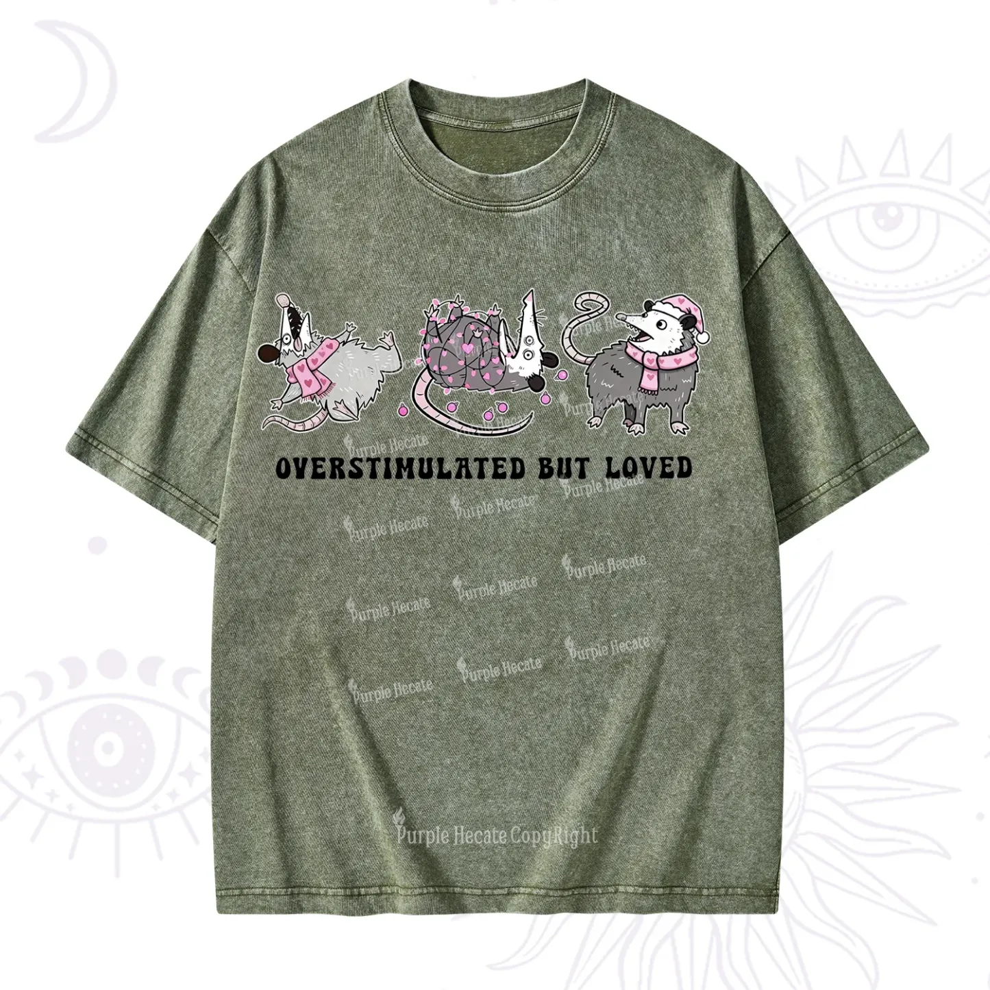 Purplehecate Overstimulated But Loved Valentine Washed T-Shirt