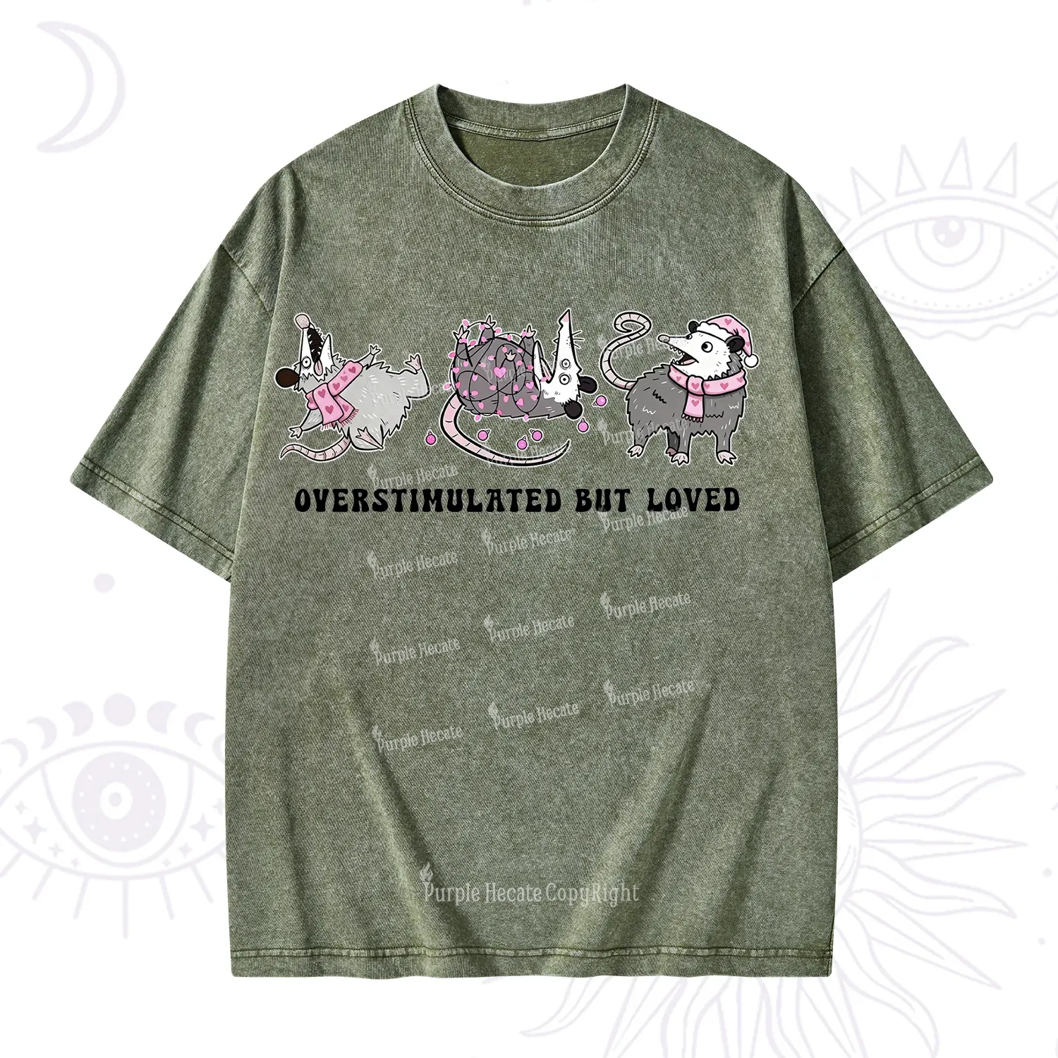 Purplehecate Overstimulated But Loved Valentine Washed T-Shirt