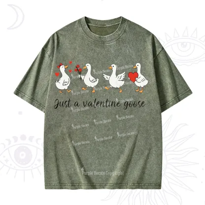 Purplehecate Just A Valentine Goose Valentine Washed T-Shirt