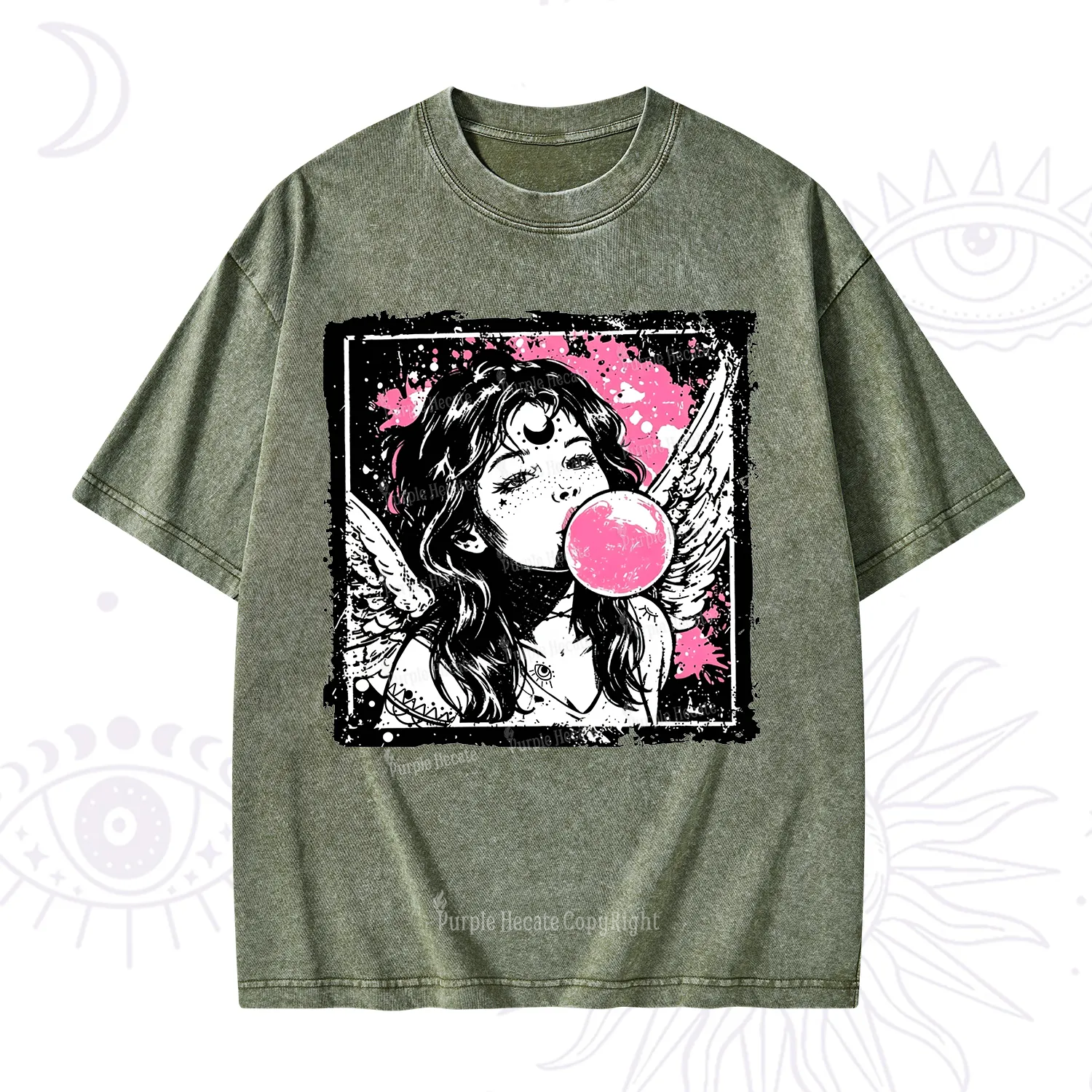 Purplehecate Grunge Angel with Bubblegum Washed T-Shirt