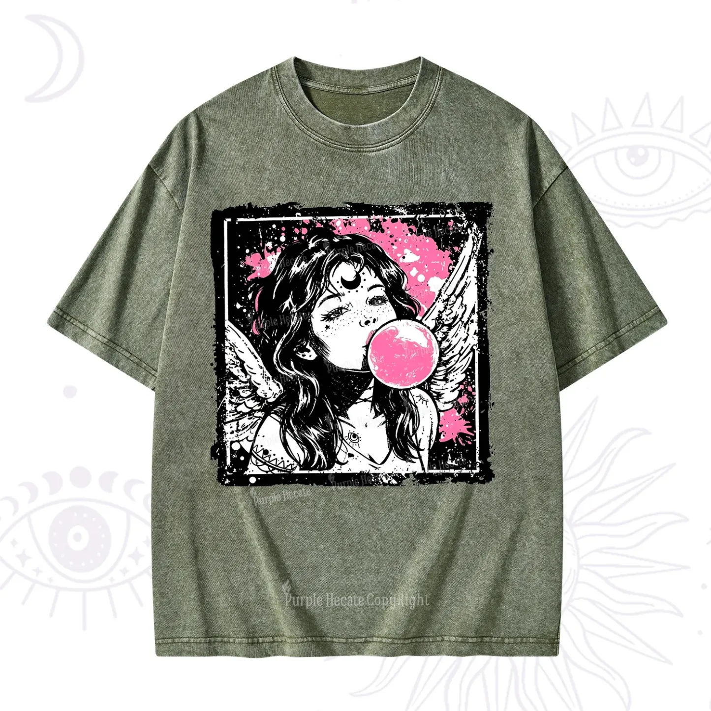 Purplehecate Grunge Angel with Bubblegum Washed T-Shirt