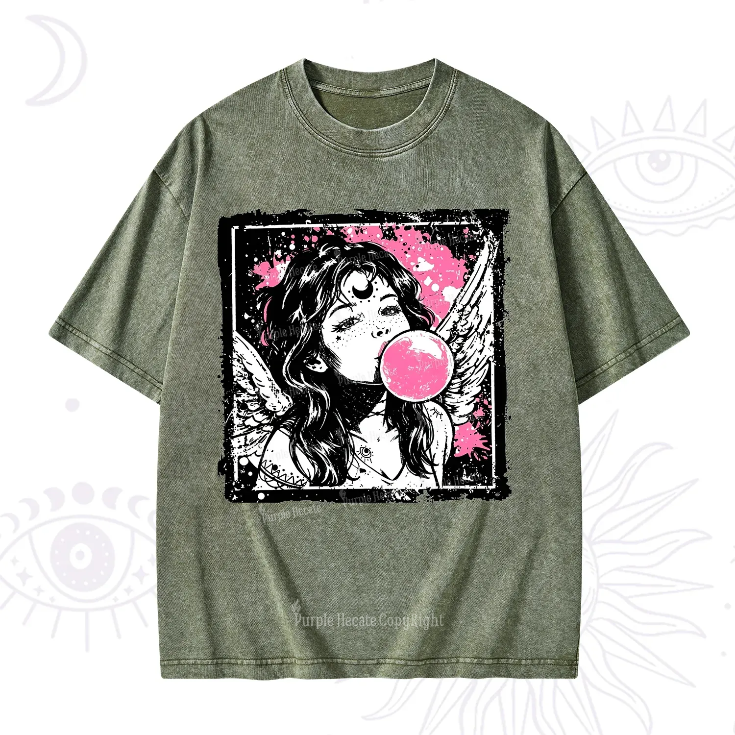 Purplehecate Grunge Angel with Bubblegum Washed T-Shirt