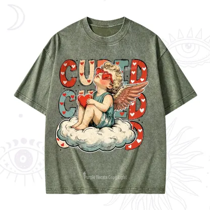Purplehecate Retro Cupid Vibes Valentine Washed T-Shirt