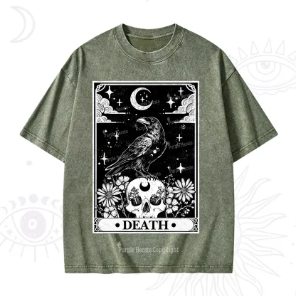 Purplehecate The Crow Death Tarot Washed T-Shirt