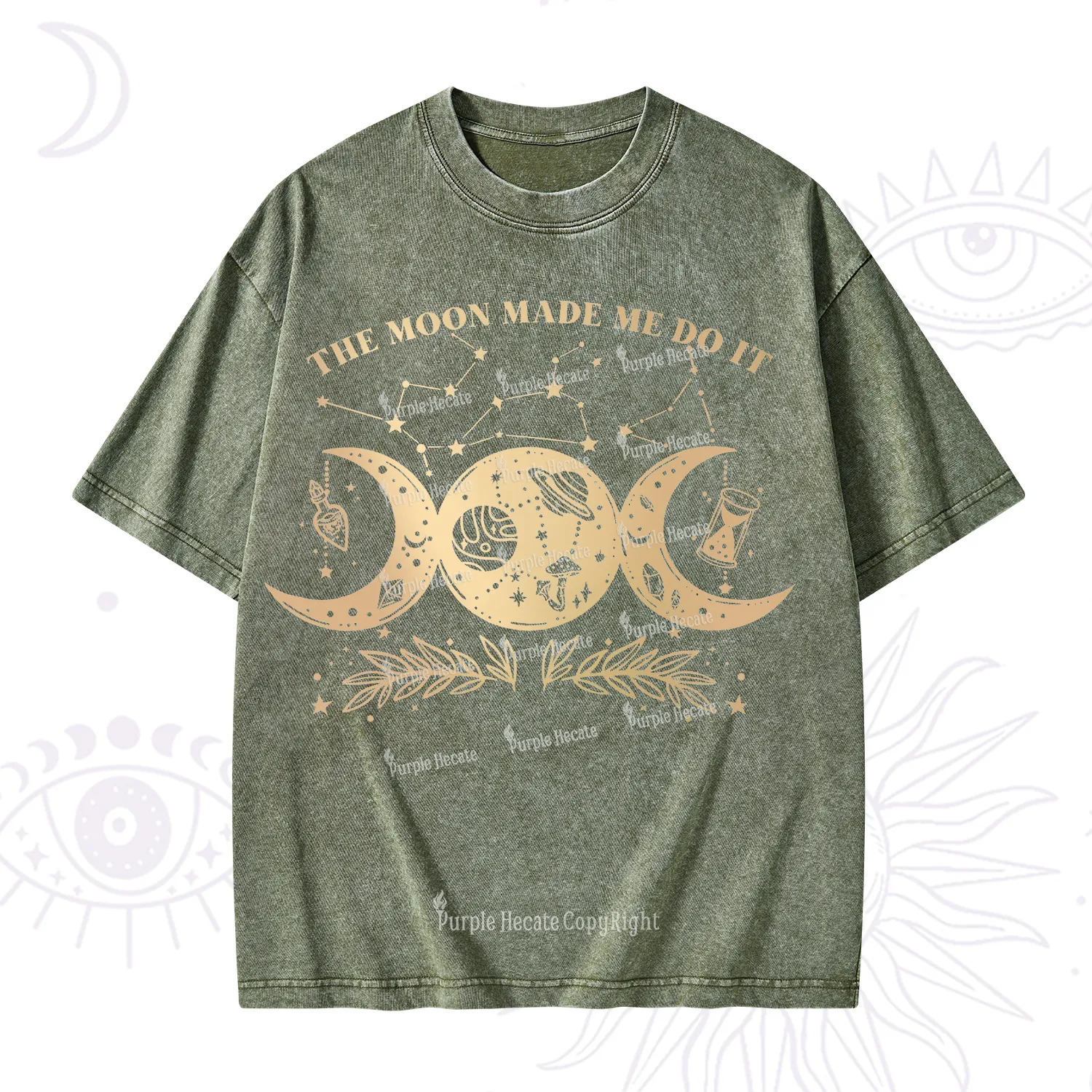 Purplehecate The Moon Made Me Do Itd Washed T-Shirt