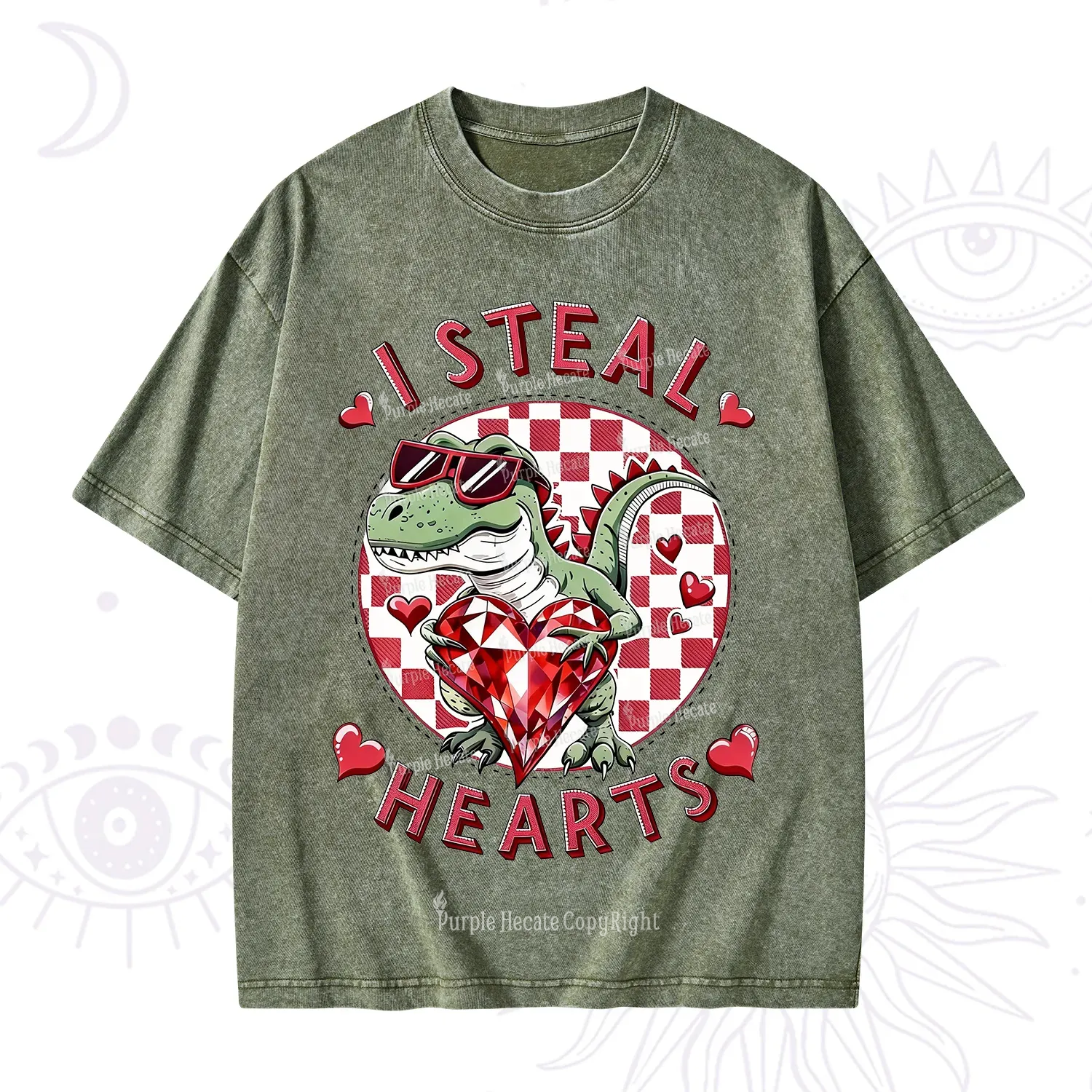 Purplehecate I Steal Hearts Valentine Washed T-Shirt