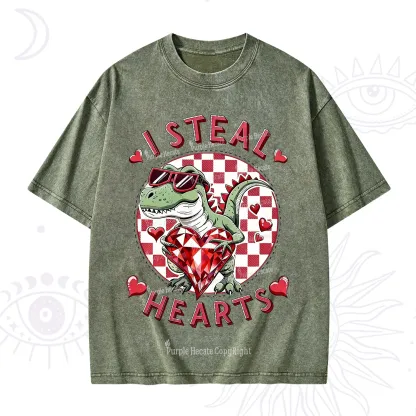 Purplehecate I Steal Hearts Valentine Washed T-Shirt
