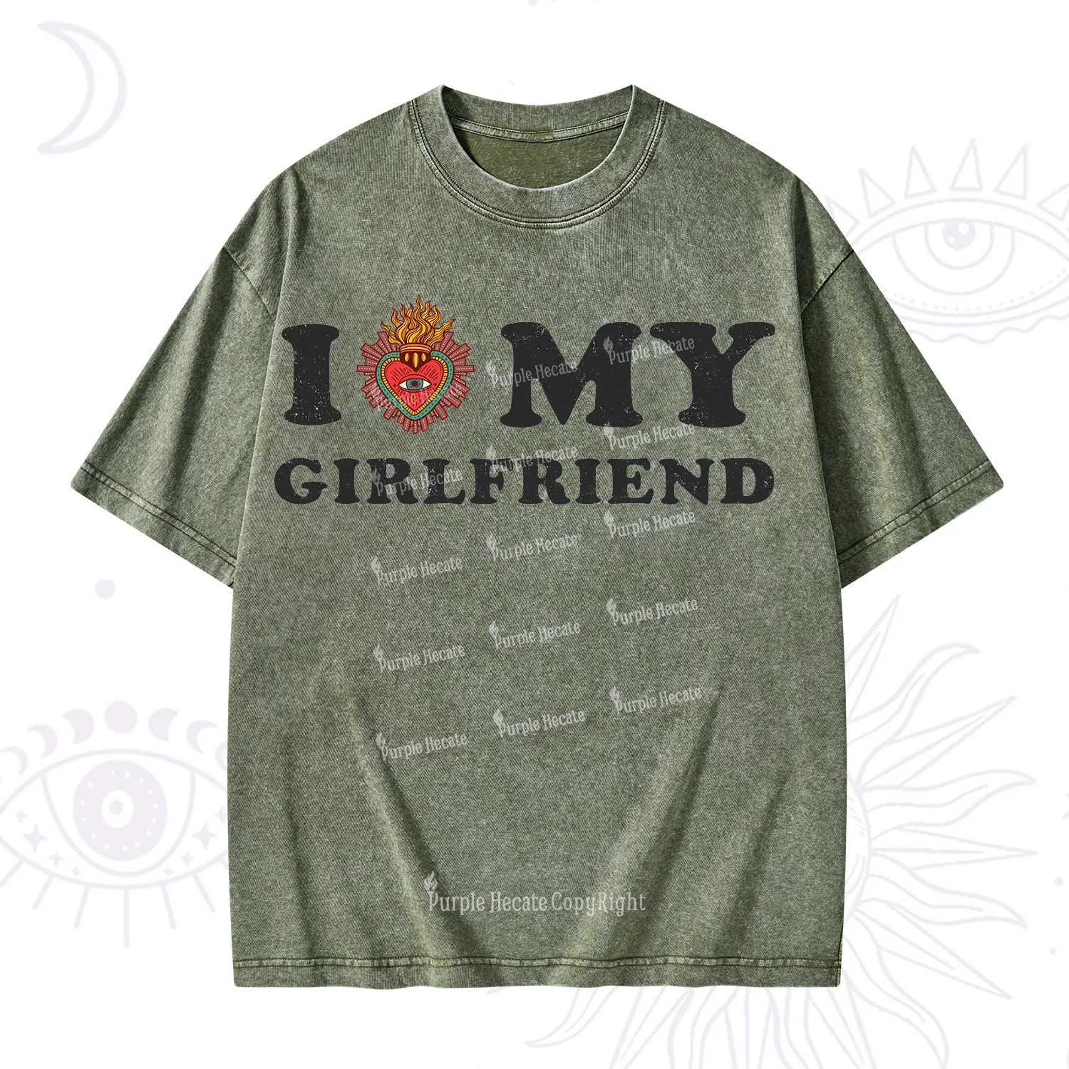 Purplehecate I Love My Boyfriend Valentine Washed T-Shirt