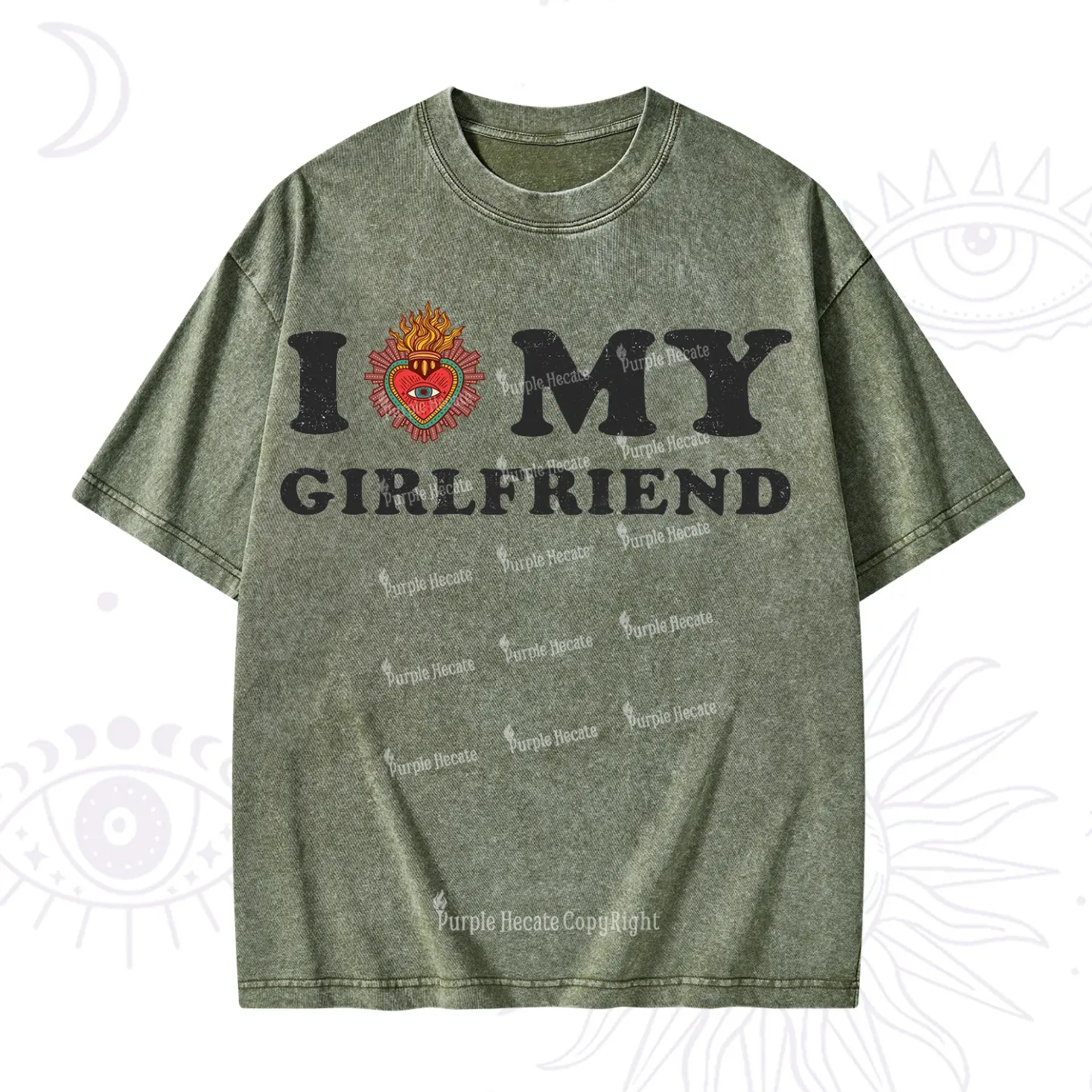 Purplehecate I Love My Boyfriend Valentine Washed T-Shirt