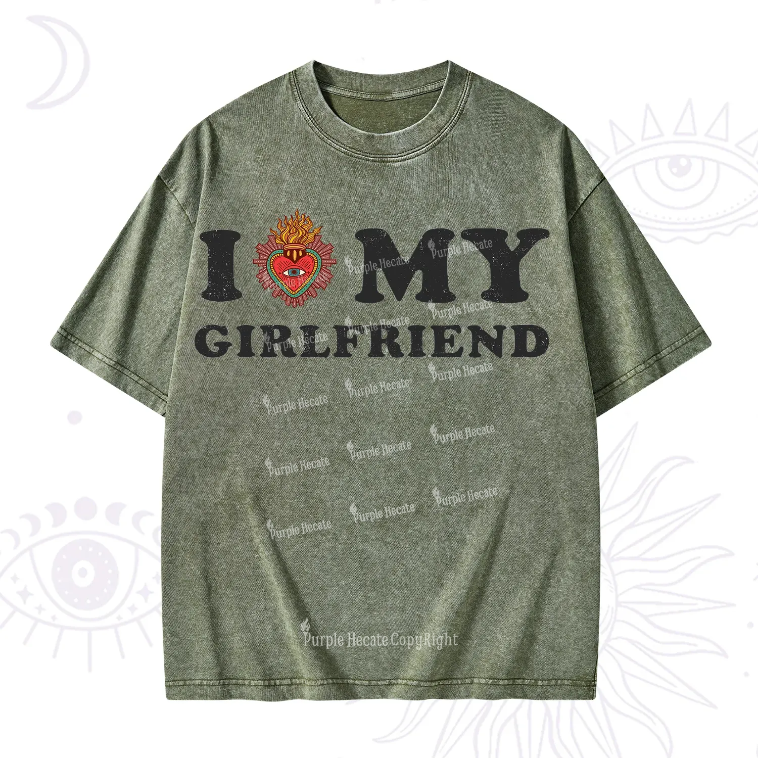 Purplehecate I Love My Boyfriend Valentine Washed T-Shirt