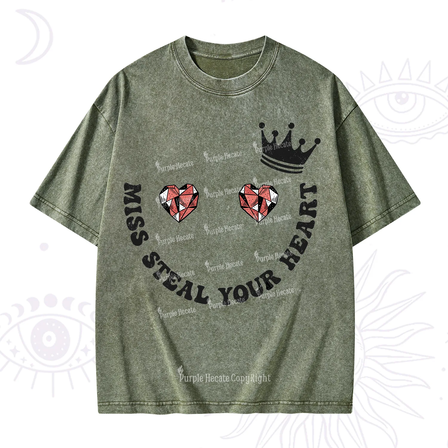 Purplehecate Miss Steal Your Heart Valentine Washed T-Shirt