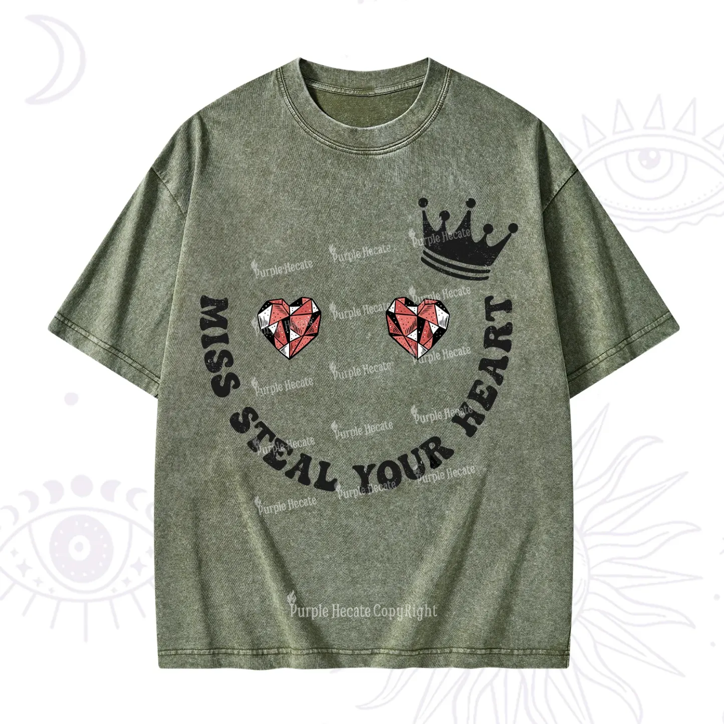 Purplehecate Miss Steal Your Heart Valentine Washed T-Shirt