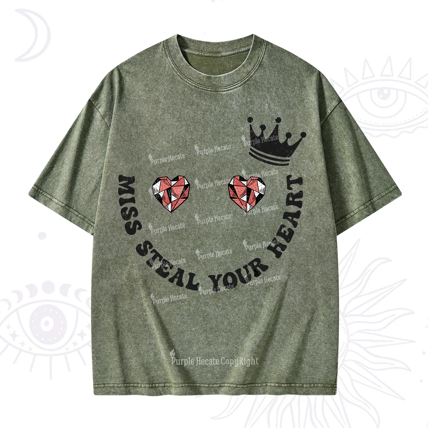 Purplehecate Miss Steal Your Heart Valentine Washed T-Shirt