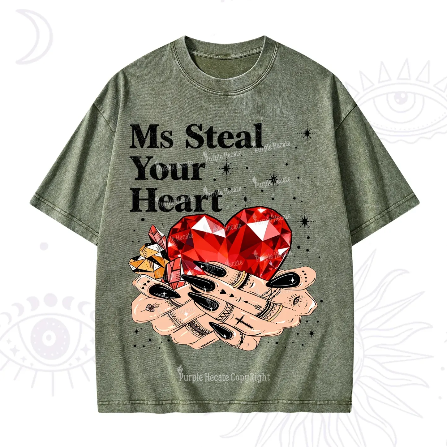 Purplehecate Ms Steal Your Heart Valentine Washed T-Shirt
