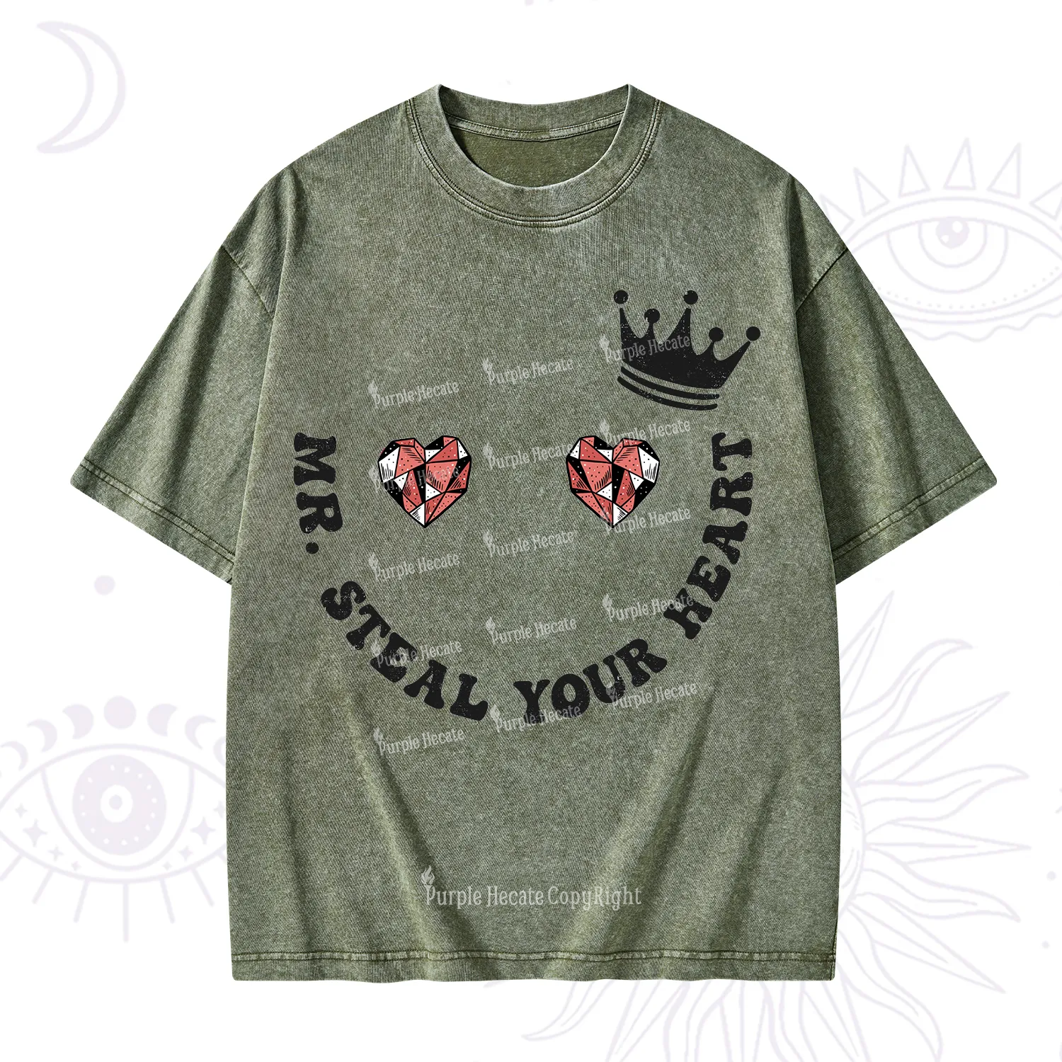 Purplehecate Mr Steal Your Heart Valentine Washed T-Shirt