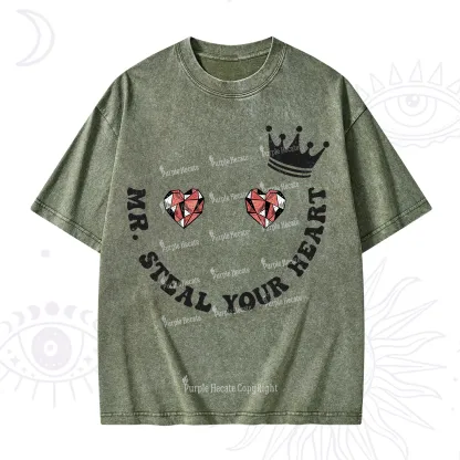 Purplehecate Mr Steal Your Heart Valentine Washed T-Shirt