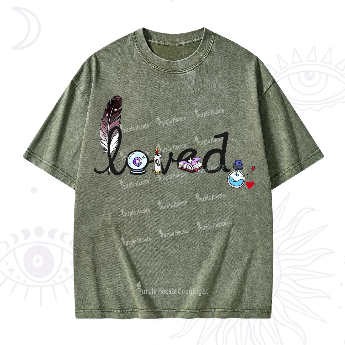 Purplehecate Magical Loved Valentine Washed T-Shirt