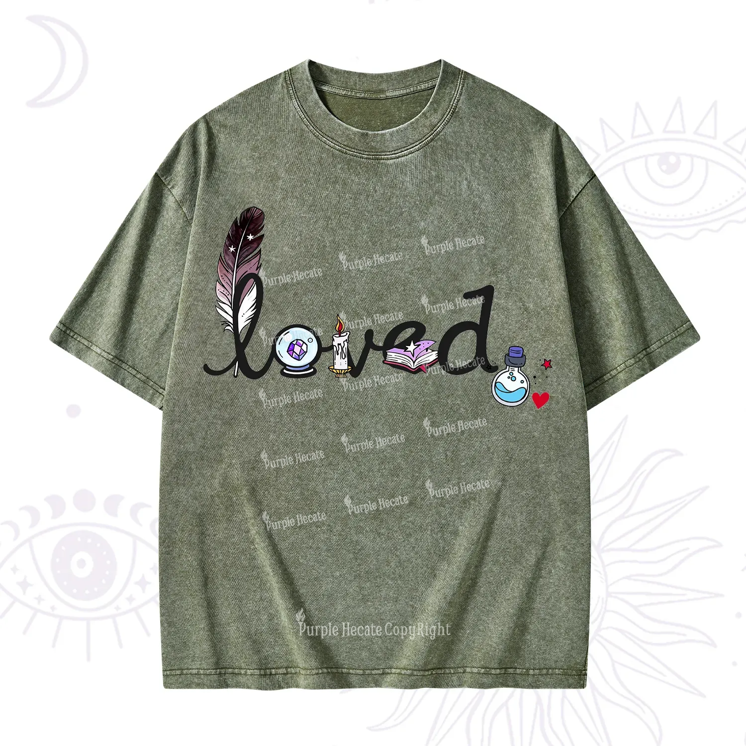 Purplehecate Magical Loved Valentine Washed T-Shirt