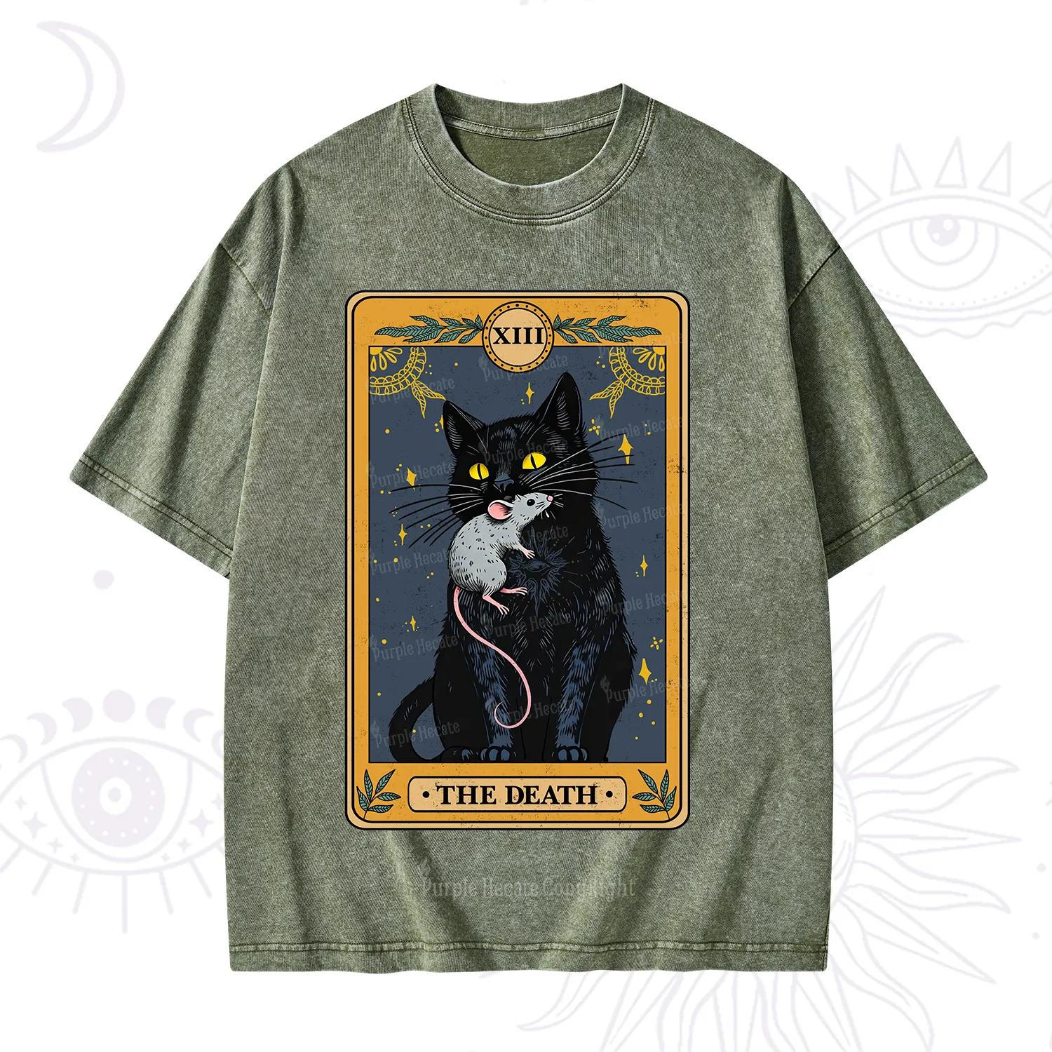 Purplehecate The Death Tarot Cat Washed T-Shirt