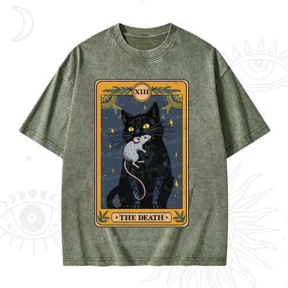 Purplehecate The Death Tarot Cat Washed T-Shirt