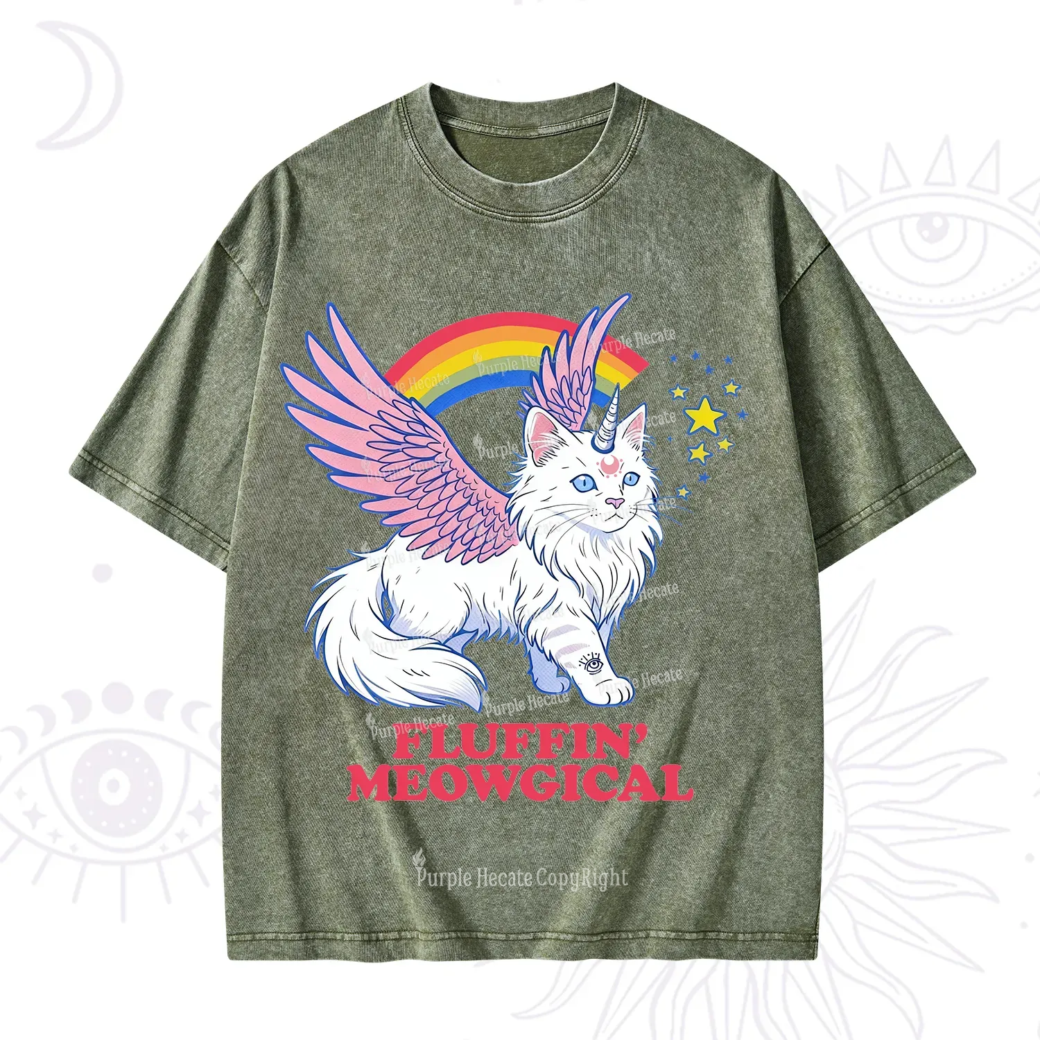 Purplehecate Fluffin Meowgical Washed T-Shirt