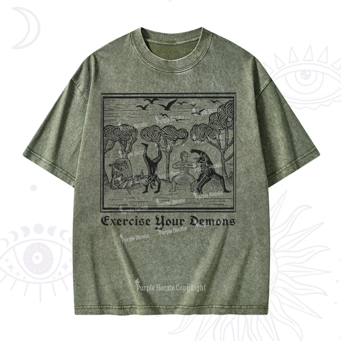 Purplehecate Exercise Your Demons Washed T-Shirt