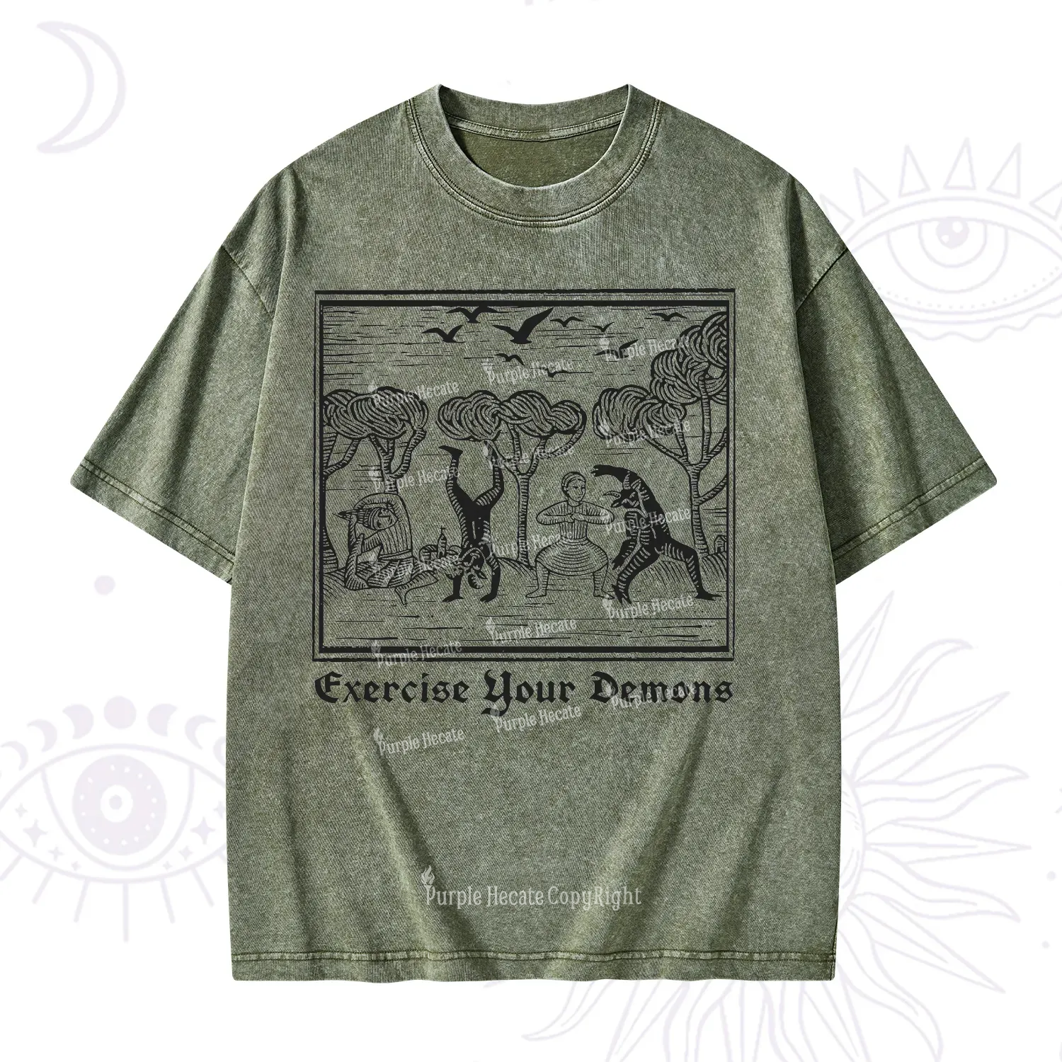 Purplehecate Exercise Your Demons Washed T-Shirt