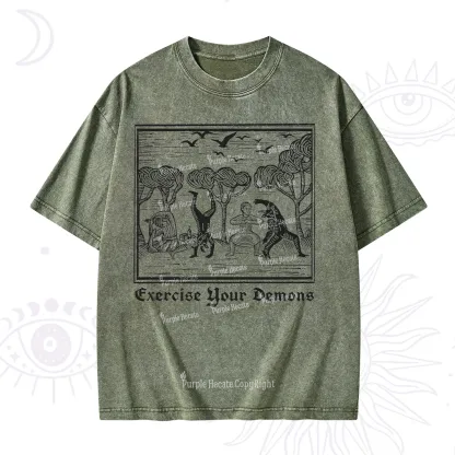 Purplehecate Exercise Your Demons Washed T-Shirt