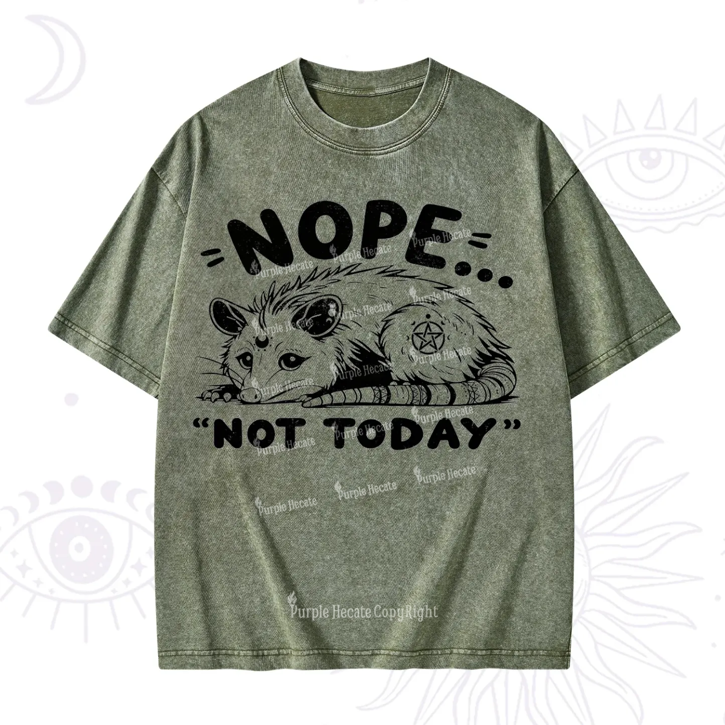 Purplehecate Not Today Possum Washed T-Shirt