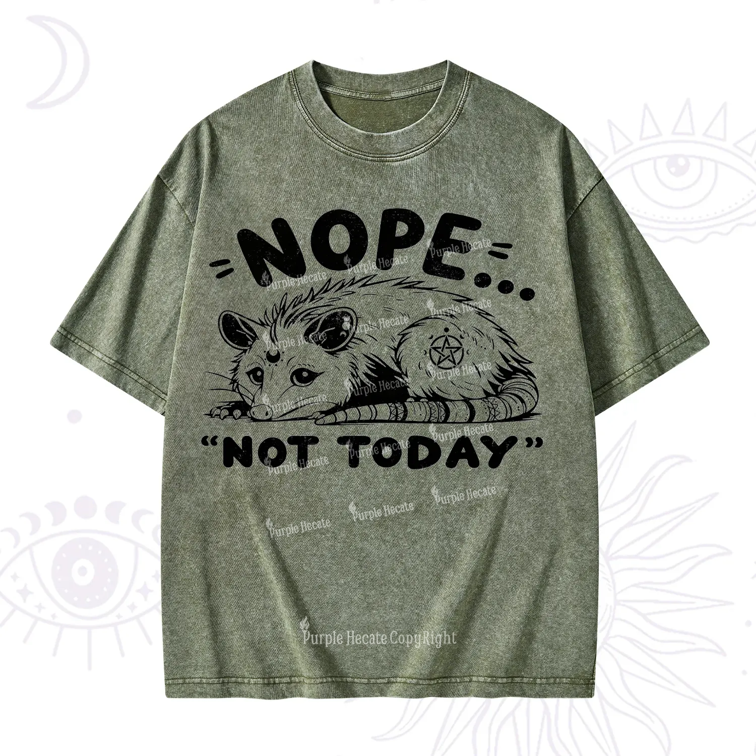 Purplehecate Not Today Possum Washed T-Shirt