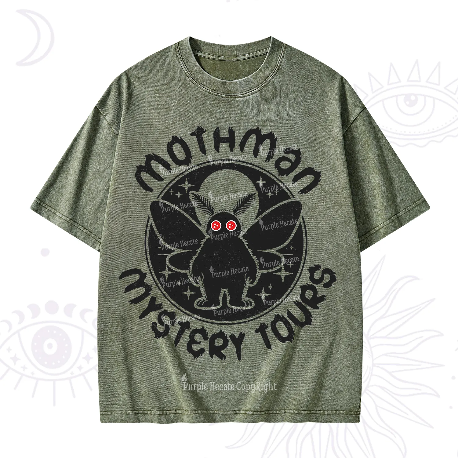 Purplehecate Mothman Mystery Tours Washed T-Shirt