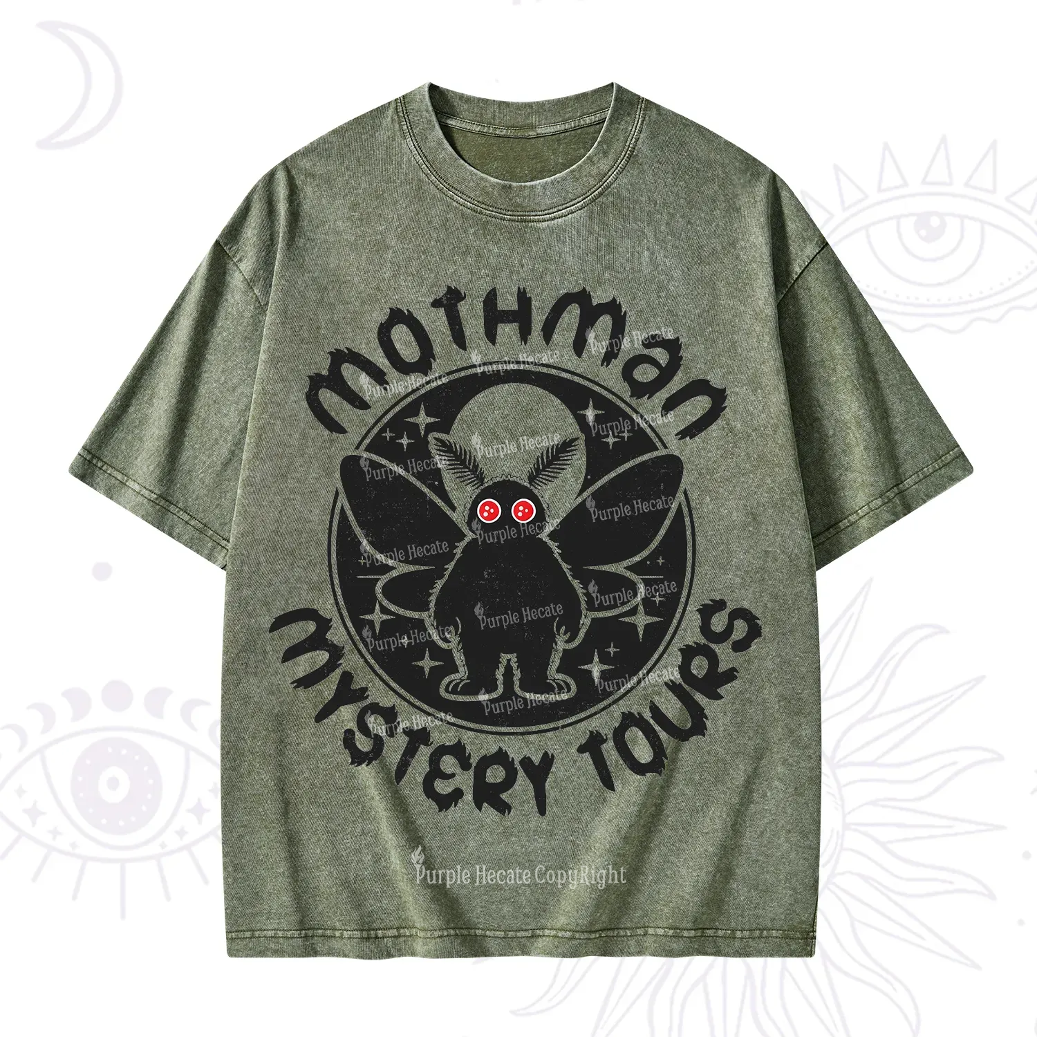Purplehecate Mothman Mystery Tours Washed T-Shirt